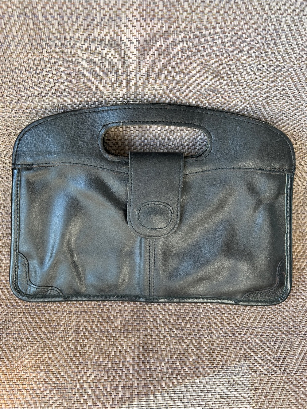 Handi-bag Classic Vintage Black Leather women’s Clutch Bag. Made in Korea.
